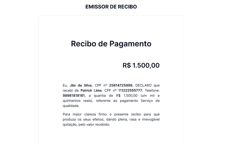 Gerador de Recibo